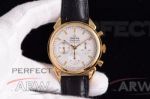Perfect Replica Omega Speedmaster All Gold Smooth Bezel Leather Strap 42mm Watch